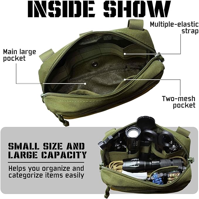 2 Pack 1000D Laser Cut Molle Pouches - Tactical Compact Water-Resistant Utility Admin Pouch for Vest Backpack Duty Belt Tactical Vests
