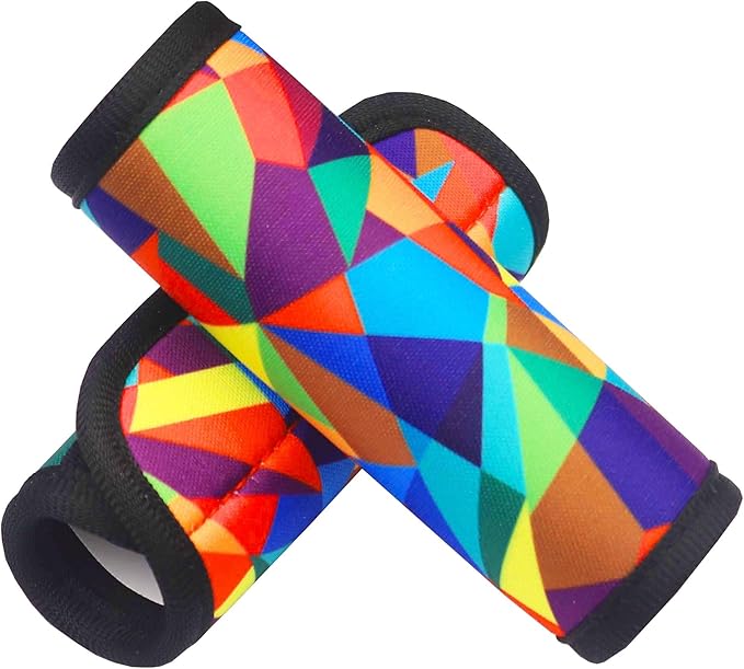Luggage Handle Wrap 2 Pack Luggage Handle Wraps for Suitcase Bright Neoprene Luggage Handle Covers/Extender/Identifiers-Travel Accessories Must Haves (Geometry-2 Pack)