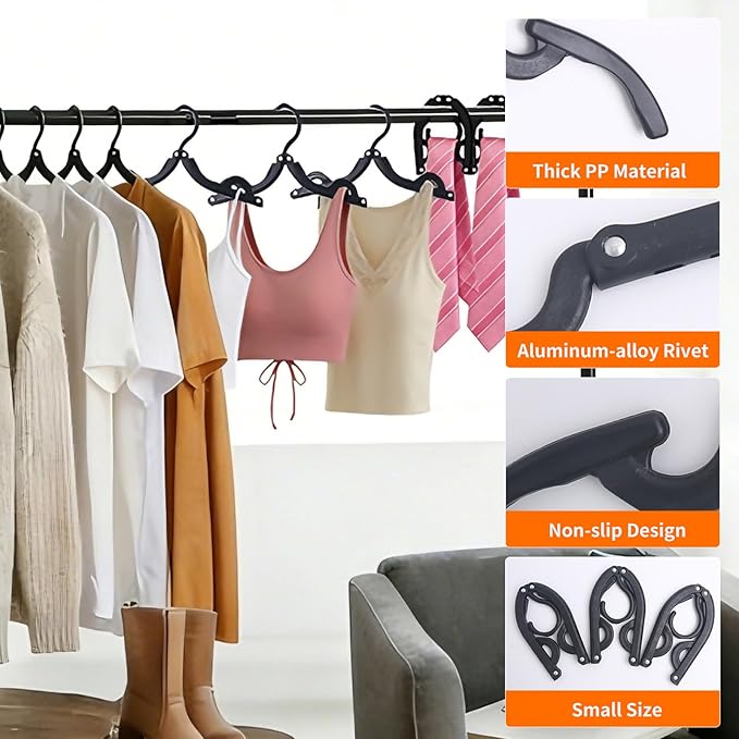 10Pcs Travel Hangers for Cruise Foldable Hangers - Portable Folding Clothes Hangers Travel Accessories Foldable Clothes Drying Rack Cruise Essentials