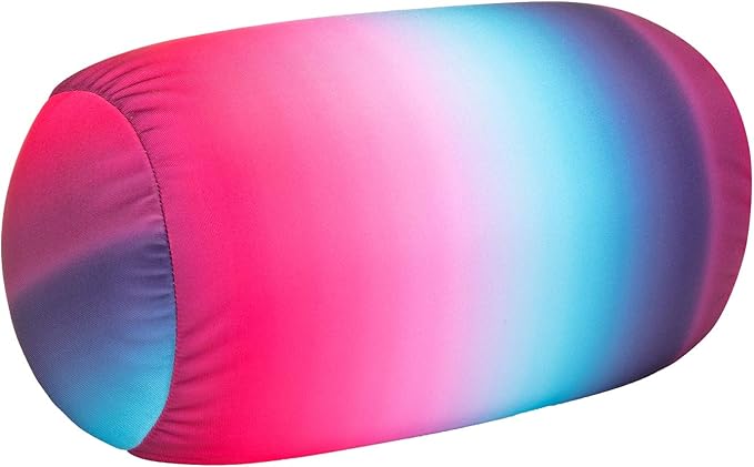 Squishy Microbead Neck Pillow, 7Inch x 12Inch Soft Travel Body Bed Pillow Bean Pillow for Kids Adult Chair Sleeping Car Seat, Fun Dormroom (Pink Blue)