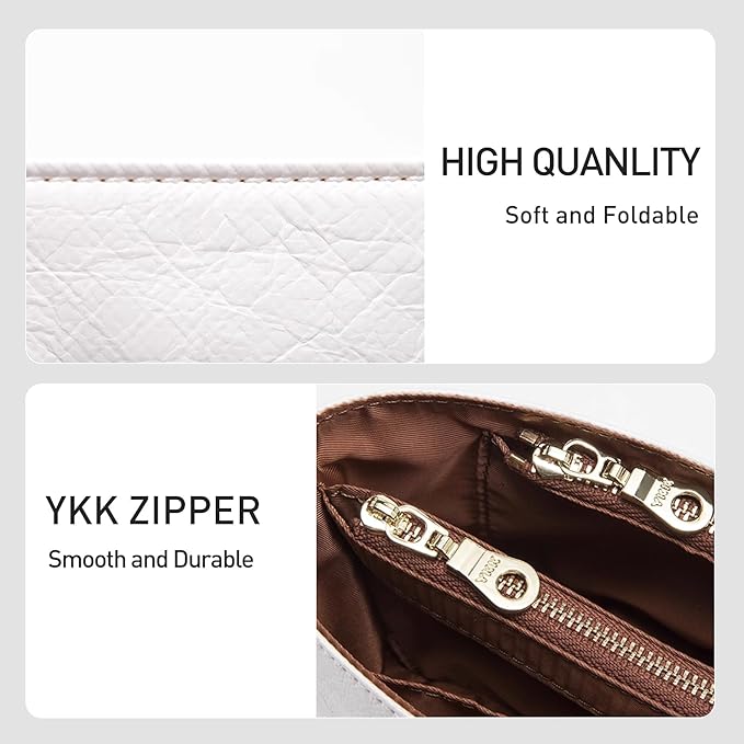 Purse Organizer Insert Compatible with LV Neverfull BB, Premium DopontPaper Bag Organizer Lightweight Water Resistant Purse Insert Divider Shaper for Tote Handbags, White-brown/XS