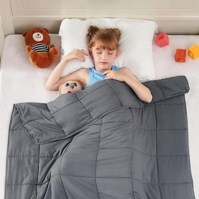 yescool Weighted Blanket 10 Pounds Twin Cooling Weighted Lap Blanket, Grey Heavy Blanket for Sleeping, Weighted Throw Blanket Gifts for 80-110lbs, 40" x60