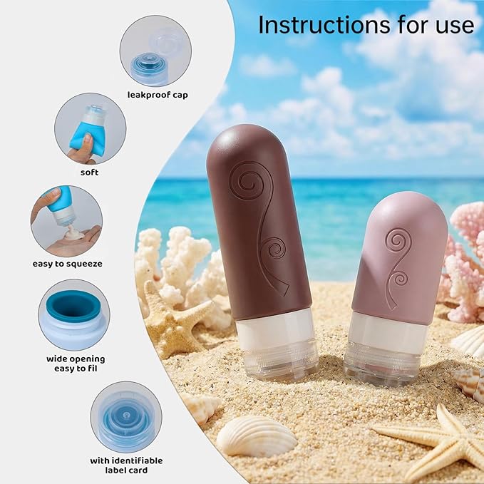 vodvob Travel Bottles Set - TSA Approved, Leak Proof, Silicone, Reusable, BPA Free - 16 Pack, 2oz 3oz
