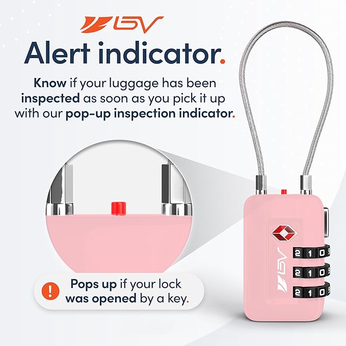 TSA Accepted Luggage Travel Lock, Set-Your-Own Combination Lock for School Gym Locker, Luggage Suitcase Baggage Locks, Filing Cabinets, Toolbox, Case (Pink, 1 Pack)
