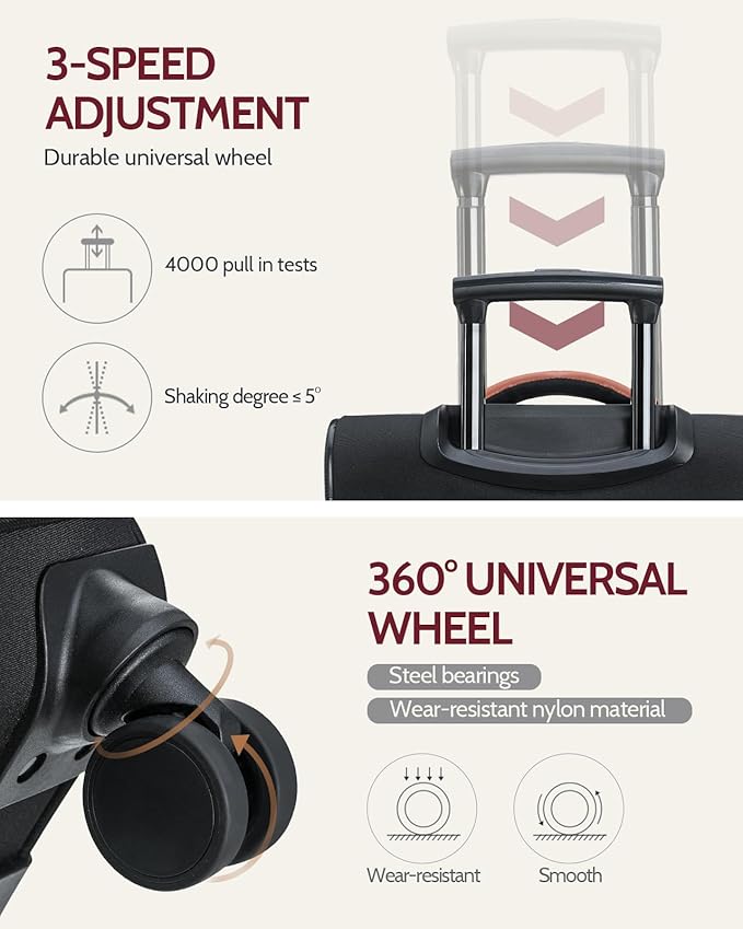 Carry On Luggage 22x14x9 Airline Approved, 20 Inch Softside Suitcase with 360° Spinner Wheels & TSA Lock, Ultra-Lightweight Water-Resistant Large Capacity Luggage for Women & Men