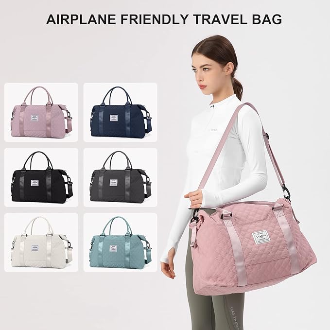 HYC00 Travel Duffel Bag,Carry-on Overnight Weekender Bags for Women,Sports Tote Gym Bag with Wet Pocket