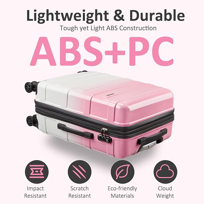 Carry on 20inch Luggage with Spinner Wheels, Lightweight PC+ABS Hard Shell Suitcases, Expandbale Storage & TSA Aprovel Lock