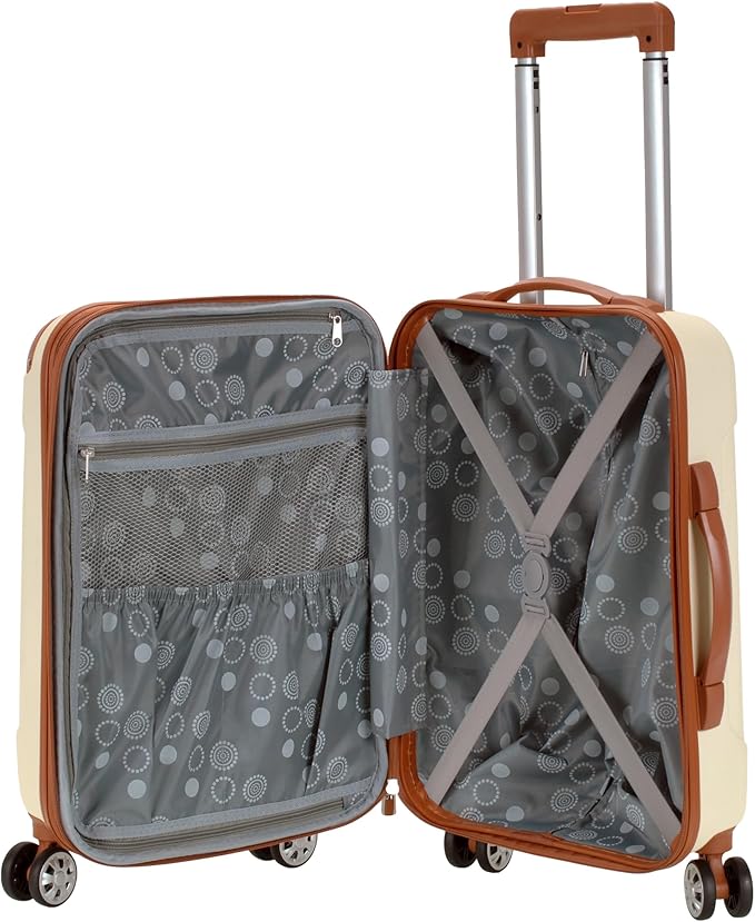 Rockland London Hardside Spinner Wheel Luggage, White, Carry-On 20-Inch