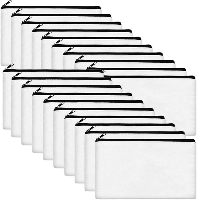 Legigo Blank Canvas Bag Zipper Pouch Makeup Bags Bulk - Multi-Purpose Canvas Pencil Pouch with Sturdy Zipper, Cosmetic Bag Travel Toiletry Bag for DIY Craft Projects, Storage (8.3 x 5 inches)