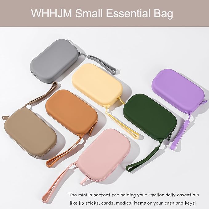 Small Silicone Multifunctional Essential Bag Portable Travel Makeup Bag for Women Men Cards Cash Bag Zipper Pouch (Dark Blue)