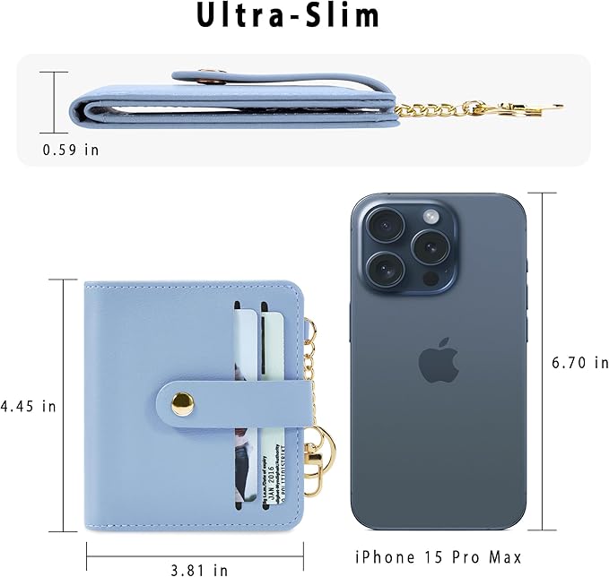 Airkit Small Wallets Woman RFID Blocking Leather Credit Card Holder - with ID Window - Card Wallets for Women - with Zipper Coin Purse - Keychain Wallet