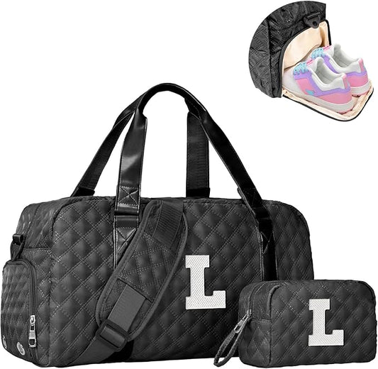 Initial Gym Bag for Girls, Graduation Gift Ideas, Personalized Weekender Bag, Monogram Overnight bag for teens