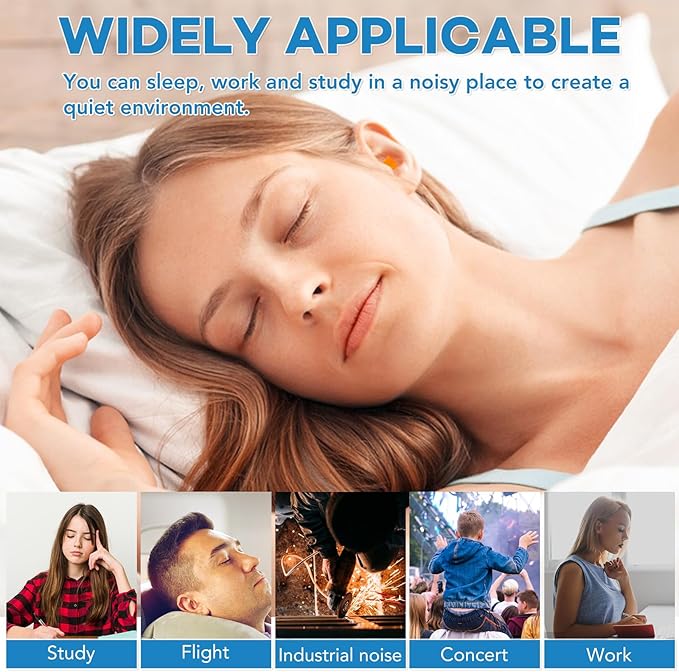 VOISEN 60 Pairs Foam Ear Plugs, Ear Plugs for Sleeping Noise Cancelling, 32dB NRR, 37dB SNR Earplugs for Sleeping, Snoring, Studying, Loud Events, Traveling & Concerts, A Storage Box, Blue