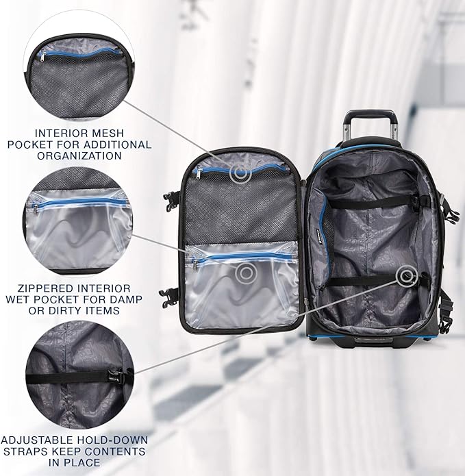 Travelpro Bold Softside Expandable Carry on Rollaboard Luggage, Carry on 22-Inch, Blue/Black