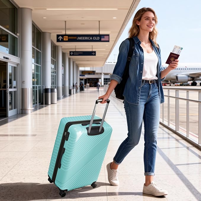 24 Inch Checked Luggage, ABS Hardside Suitcase with Spinner Wheels, Lightweight Medium Luggage with TSA Lock for Women and Men, Expandable Travel Suitcase for Business, Road Trips & Family Vacations