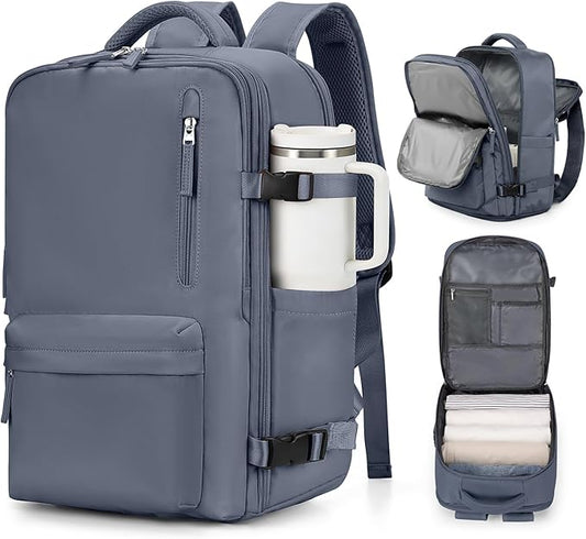 VGCUB Carry on Travel Backpack for Women Men Large Laptop Gym Work Frontier Airlines Personal Item Bag Business Airport Lightweight Backpack Flight Approved Mochilas de Viaje Grey Blue