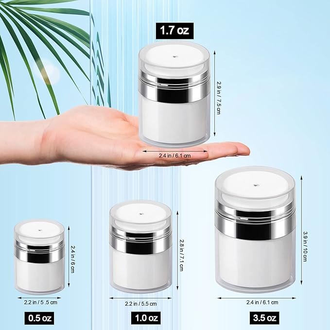 Airless Pump Jar - 0.5 Oz Lotion Dispenser with Pump Travel Container for Skincare, Refillable Empty Jars Vacuum Bottle for Moisturizer, Skincare, Makeup