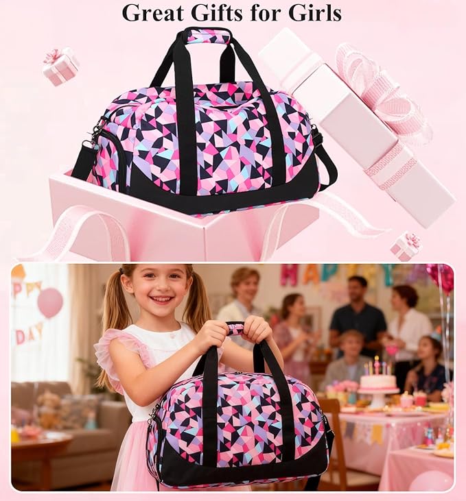 Duffle Bag for Girls Teens Sport Gym Bag Women Weekender Carry On Overnight Bag Workout Duffel with Shoe Compartment and Wet Pocket