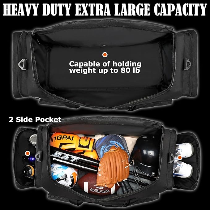 130L Extra Large Duffle Bag for Men, Heavy Duty Duffle Bag for Travel, Large Sports Gym Equipment Bag for Hockey Football Baseball Soccer Basketball & Drum Hardware