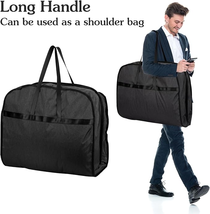 Limoomil 6" Gusseted Waterproof Garment Bag for Travel, 43" Tear Resistance Suit Bag for Men Travel for Suits, Tuxedos, Coats, Uniform. (Darkgrey, 42")