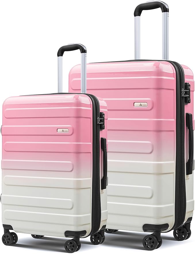 Tolino Luggage 2 Piece（20in/24inch Expandable Luggage Hardshell PC+ABS Leopard Suitcase with Spinner Wheels TSA Lock, Lightweight Rolling Suitcase for Women