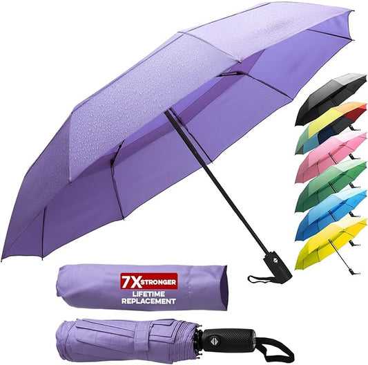 ZENO Travel Umbrella Compact - Small Umbrella for Backpack & Purse, Portable Automatic Umbrellas for Rain, Windproof, Reinforced Fiberglass Ribs, Water-Repellent Teflon