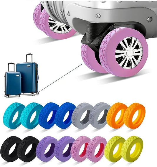 16-Pack Luggage Wheel Covers, Luggage Wheel Protector Covers for 2-2.4 inches Wheels Suitcases，Anti-Scratch & Noise Reduction Design, Silicone MaterialDurable Travel Case Accessories(16,Pink).