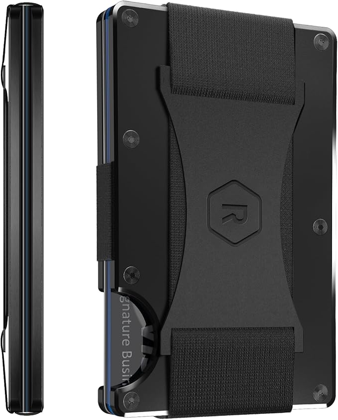 Ridge Wallet for Men - Slim Minimalist Compact Wallet and Card Holder, RFID Protected Front Pocket Wallets for Men with Integrated Cash Strap
