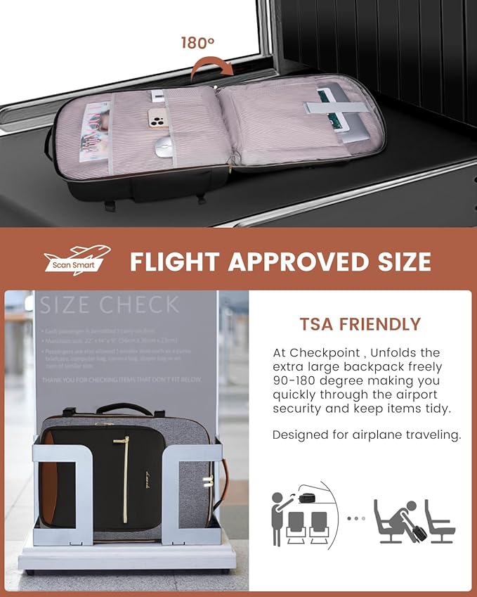 LOVEVOOK 40L Travel Backpack for Women & Men, Airline Approved Carry On Luggage with 3 Packing Cubes, TSA Overnight Bags, Waterproof Personal Item Bag, Weekender Essentials Backpacks fits 17" Laptop