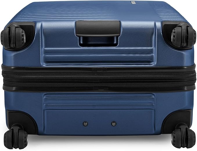 Traveler's Choice Archer Polycarbonate Hardside Spinner Luggage Set,Tie Down Straps, Blue, Checked 29-Inch