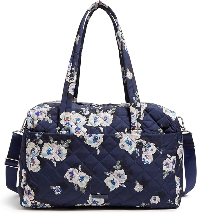Performance Twill Medium Travel Duffle Bag, Blooms and Branches Navy