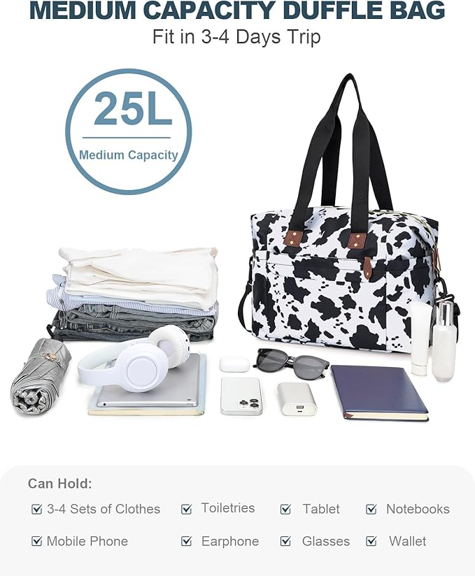 Travel Duffle Bag, Waterproof Weekender Overnight Hospital Bags for Women Men with Toiletry Bag Lightweight Carry on Personal Item Duffle Gym Bag for Travel, Airplanes, Sports