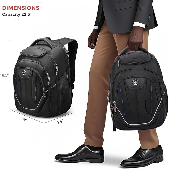 Swissdigital Design Large Travel Backpack For Men， TSA Business Laptop Backpack With Finder color random| J16BTBT013-01