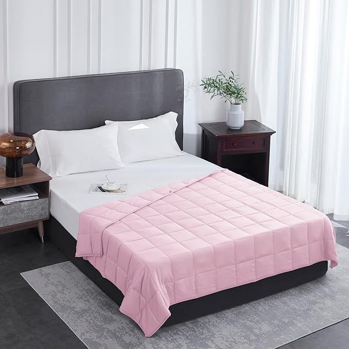 L'AGRATY Weighted Blanket - 48"x72" 20lbs Cooling Breathable Heavy Blanket Microfiber Material with Glass Beads for Adult All-Season Summer Fall Winter Soft Thick Comfort