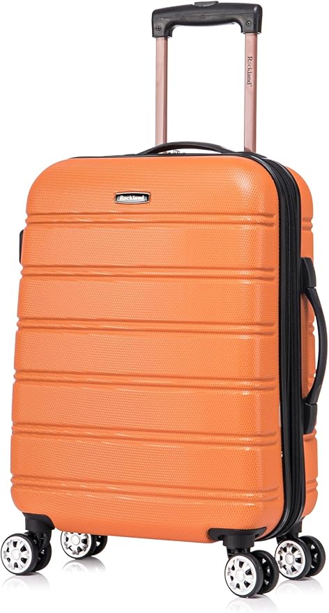 Rockland Melbourne Hardside Expandable Spinner Wheel Luggage Set, Orange, Carry-On 20-Inch and Tote 14-Inch