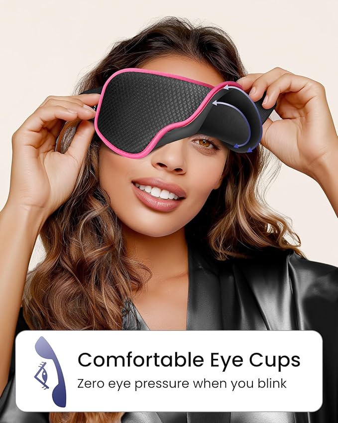 WAOAW Sleep Mask for Men Women: Blackout Eye Masks for Sleep - 3D Breathable Soft Comfortable Eye Mask for Travel - Adjustable Light Blocking Night Masks for Sleeping