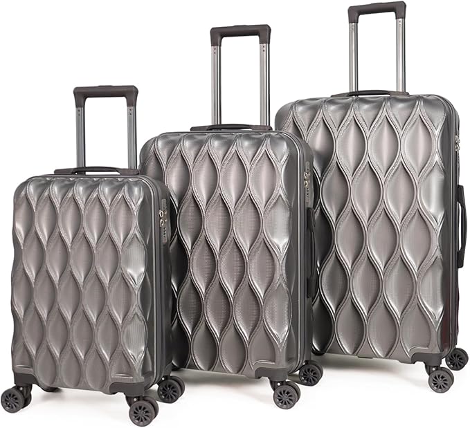 luggage sets 3 piece, 3 piece luggage sets with spinner wheels Hardside Lightweight Luggage 20in 24in 28in. (grey)