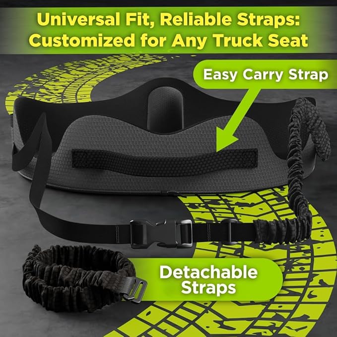 Medium Truck Seat Cushion for Truck Driver Seat Cushion - Upgraded Back Support, CertiPUR-US® Certified - Thick Memory Foam, Pain Relief for Hours of Driving, Trucker Approved Big Rig - Black