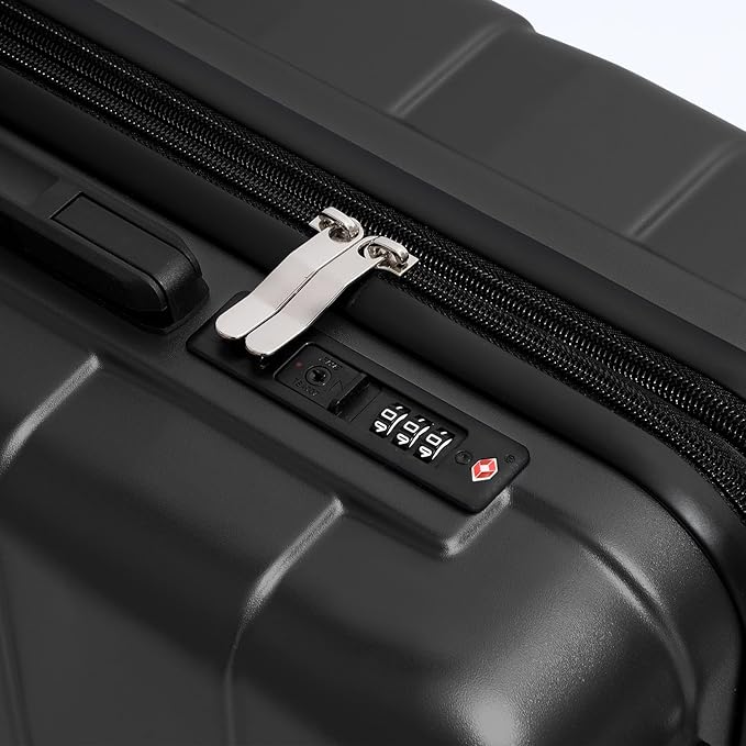 Quatish Checked Luggage 26 inch Large Hard Shell Suitcase with Spinner Wheels, Expandable Durable Luggage with TSA Lock, Smooth Rolling Wheel for Lightweight Travel for Men Women, Black