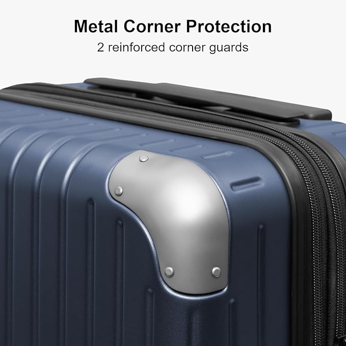LEVEL8 Carry on Luggage Airline Approved, Hardshell Suitcases with Spinner Wheels, PC Expandable Luggage, 20 Inch, Blue