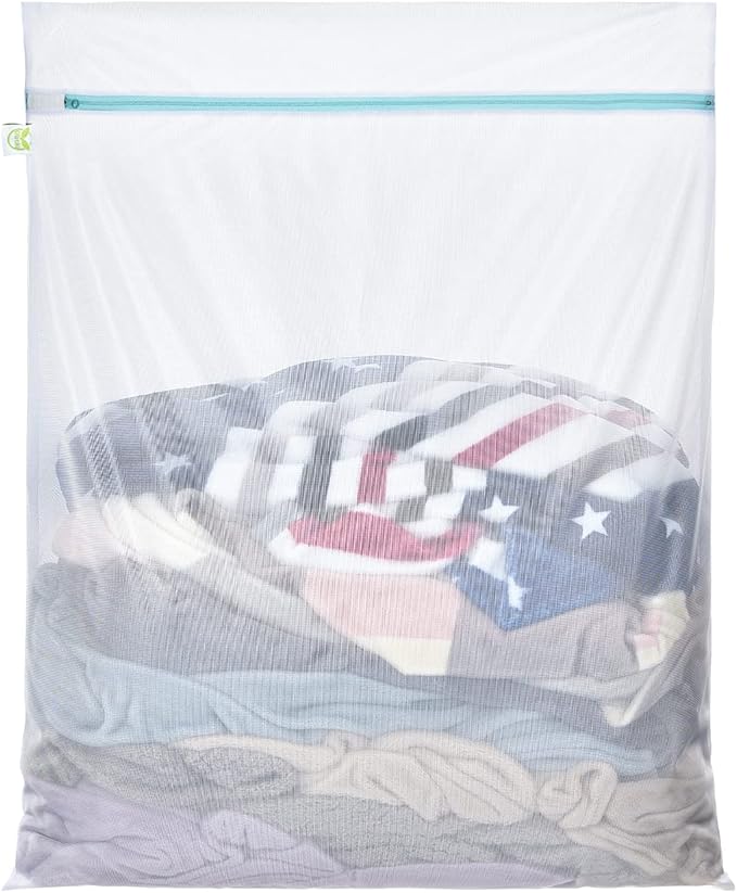 OTraki Large Mesh Laundry Bags 28x35 inch Zipper Mesh Lingerie Bags for Washing Delicates Net Laundry Mesh Bag Machine Washable for Dorm Hotel Camp Don't Drying, Melting 140-176℉, White