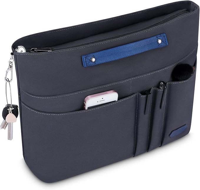 HyFanStr Purse Organizer Insert for Handbags,Tote Bag Organizer Insert Zipper Bag for Women, Handbag Organizer Inside Liner with 15 Pockets