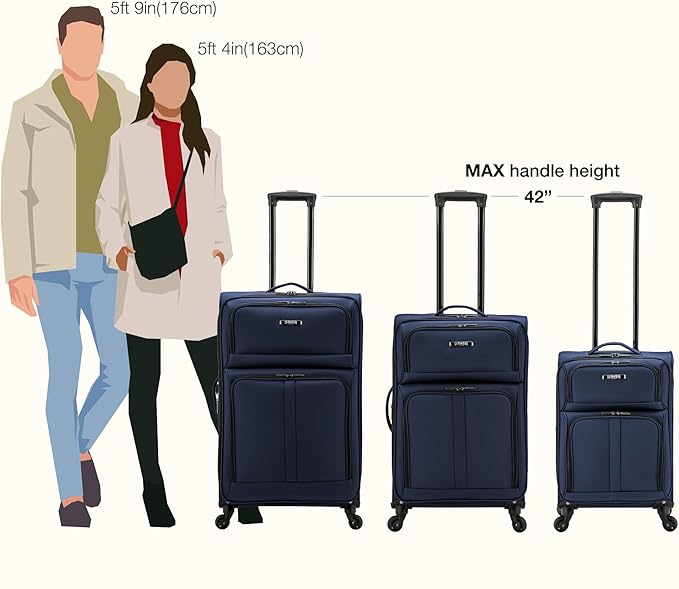 U.S. Traveler Anzio Softside Expandable Luggage with Spinner Wheels, Navy, 3-Piece Set (22/26/30)
