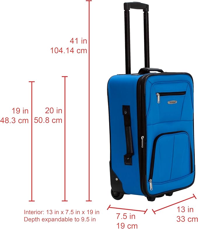 Rockland Fashion Softside Upright Luggage Set, Expandable, Blue, 2-Piece Set (14/19)