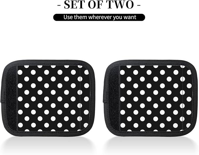 White Black Polka Dot Handle Wrap 2 Pieces, Soft Handle Grip for Women Men Travel Luggage Outdoor Bag Markers Décor