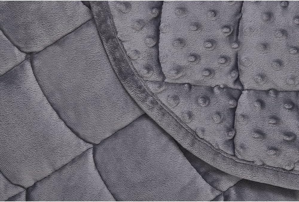 TONGDADA Weighted Lap Blanket 7lbs for Adult,Perfect for Relaxation, Lounging, Napping, Sleeping & Travel,Luxury Minky Weighted Body Blanket,Weighted Throw Blanket-Dark Grey Minky Dot, 29" x 24"