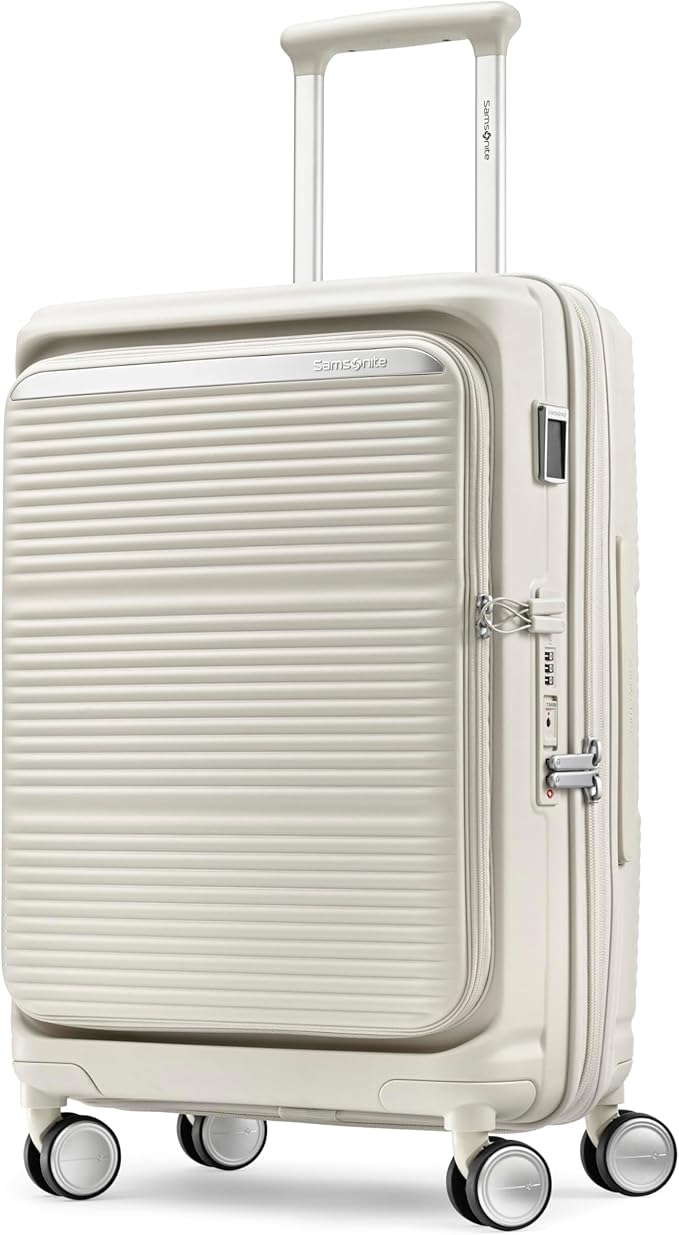Samsonite Paralux Carry-On Luggage - Innovative Design - Quick Access Front Pocket - Dual Suspension Wheel Technology - TSA Lock - Expandable - Includes Removable Packing Cubes - Stone Grey