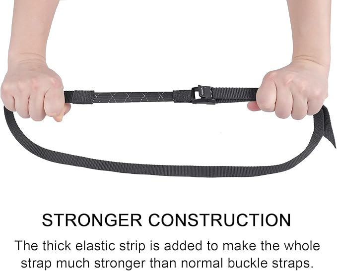 Ayaport Lashing Straps with Buckles (Add Stretch Part - Designed for Tighter) Adjustable Cam Buckle Tie Down Cinch Strap for Packing Black 4 Pack