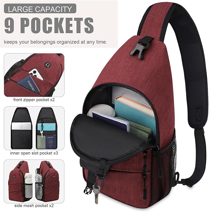 Crossbody Bags for Women Men Trendy Sling Bag Backpack Casual Chest Bag with Convertible Shoulder Strap