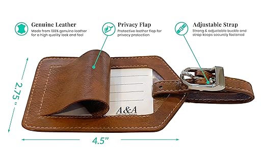 Antique Saddle Genuine Top Grain Leather Luggage Tag
